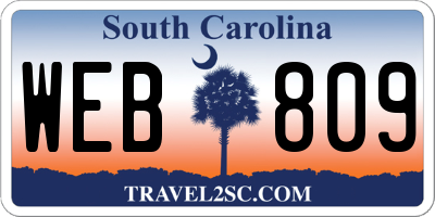 SC license plate WEB809