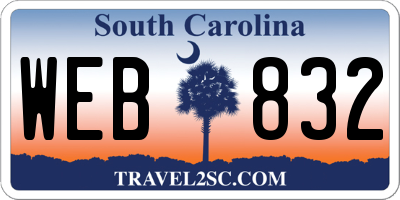 SC license plate WEB832