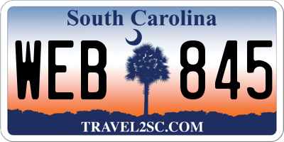 SC license plate WEB845