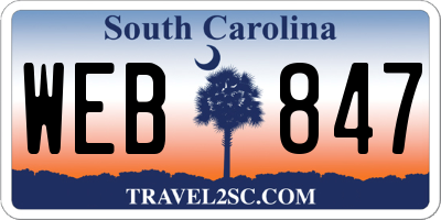 SC license plate WEB847