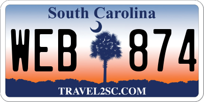 SC license plate WEB874