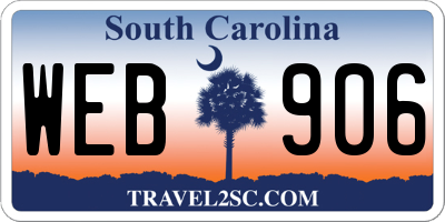 SC license plate WEB906