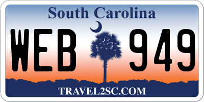 SC license plate WEB949