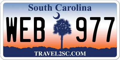 SC license plate WEB977