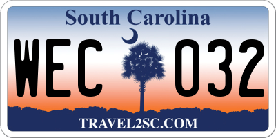 SC license plate WEC032