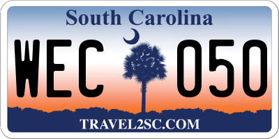 SC license plate WEC050