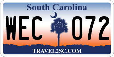 SC license plate WEC072