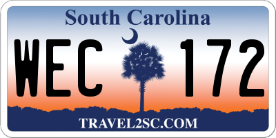 SC license plate WEC172