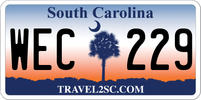SC license plate WEC229