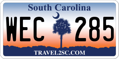 SC license plate WEC285