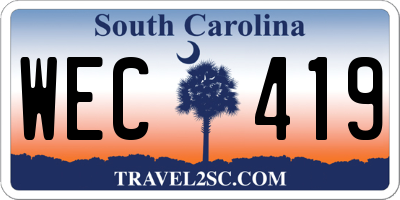SC license plate WEC419