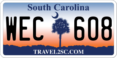 SC license plate WEC608