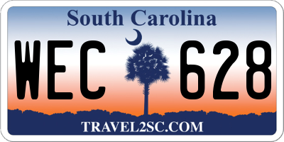 SC license plate WEC628
