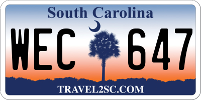 SC license plate WEC647