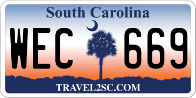 SC license plate WEC669