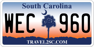 SC license plate WEC960