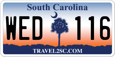 SC license plate WED116