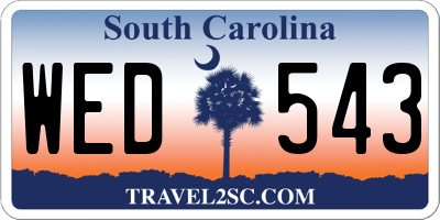 SC license plate WED543
