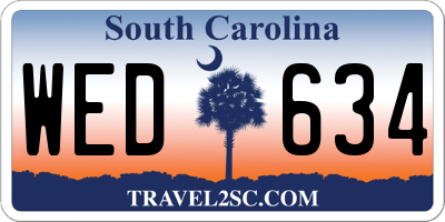 SC license plate WED634