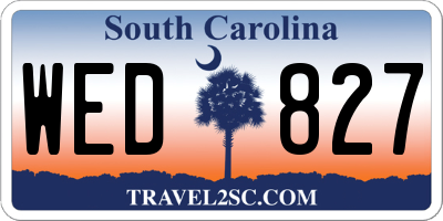 SC license plate WED827