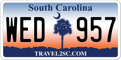 SC license plate WED957