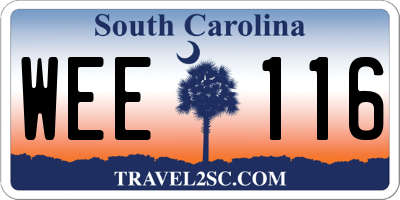 SC license plate WEE116