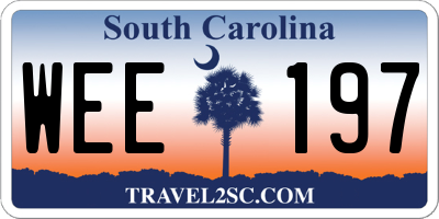 SC license plate WEE197