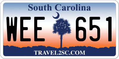 SC license plate WEE651