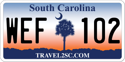 SC license plate WEF102