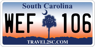 SC license plate WEF106