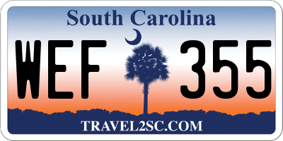 SC license plate WEF355