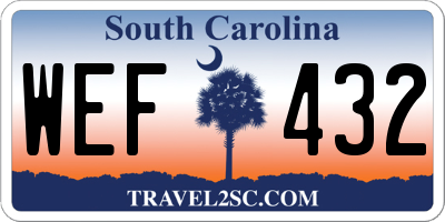 SC license plate WEF432
