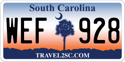 SC license plate WEF928