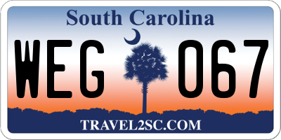 SC license plate WEG067