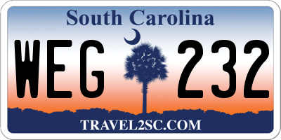 SC license plate WEG232