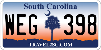 SC license plate WEG398