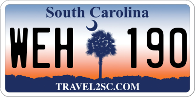 SC license plate WEH190