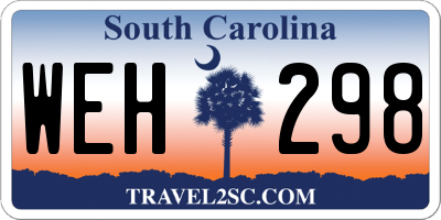 SC license plate WEH298