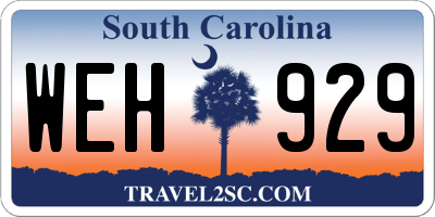 SC license plate WEH929