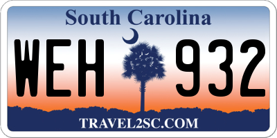 SC license plate WEH932