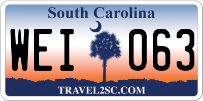 SC license plate WEI063