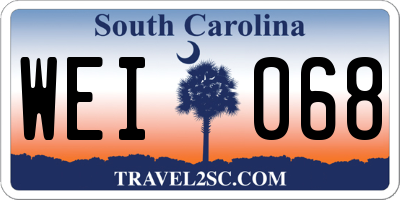 SC license plate WEI068