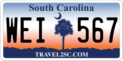 SC license plate WEI567