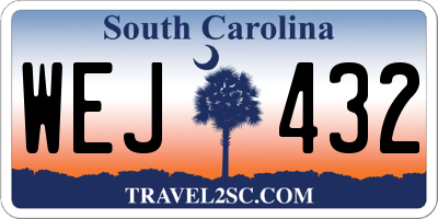 SC license plate WEJ432
