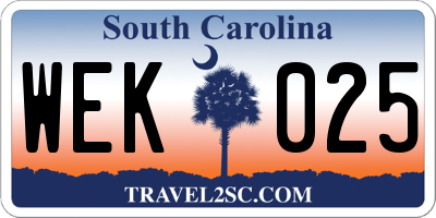 SC license plate WEK025