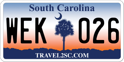 SC license plate WEK026