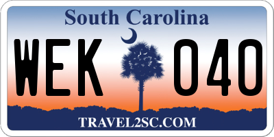 SC license plate WEK040