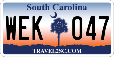 SC license plate WEK047