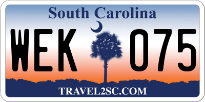 SC license plate WEK075