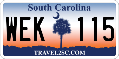 SC license plate WEK115